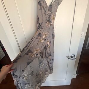 Astr Blue Gray Maxi Dress Spaghetti Strap V-Neck